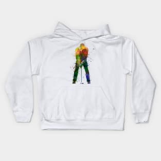 Golf player in watercolor Kids Hoodie